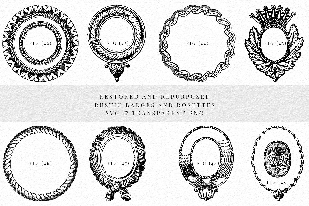 Badges and Rosettes Rustic Clipart, a Decorative Illustration by Century Library (Photo 9 of 9)