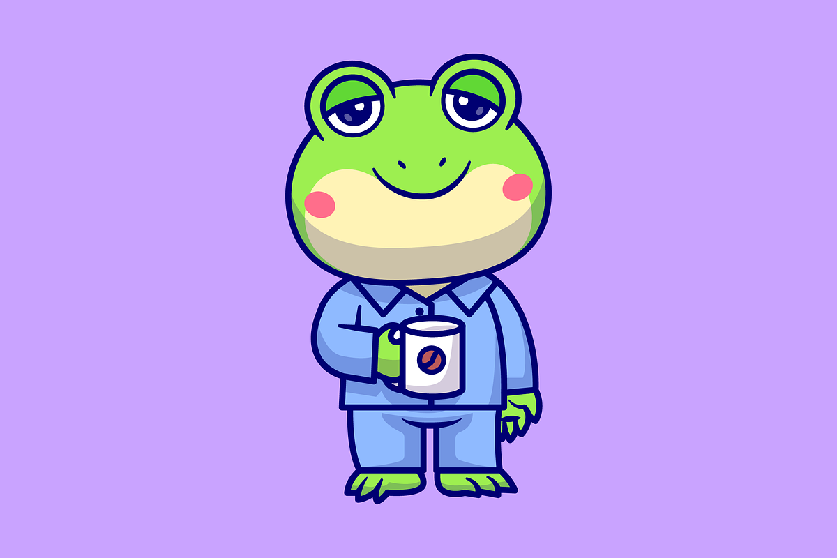Cute Frog Sleepy Drink Cofee Cartoon, an Animal Illustration by Catalyst Labs