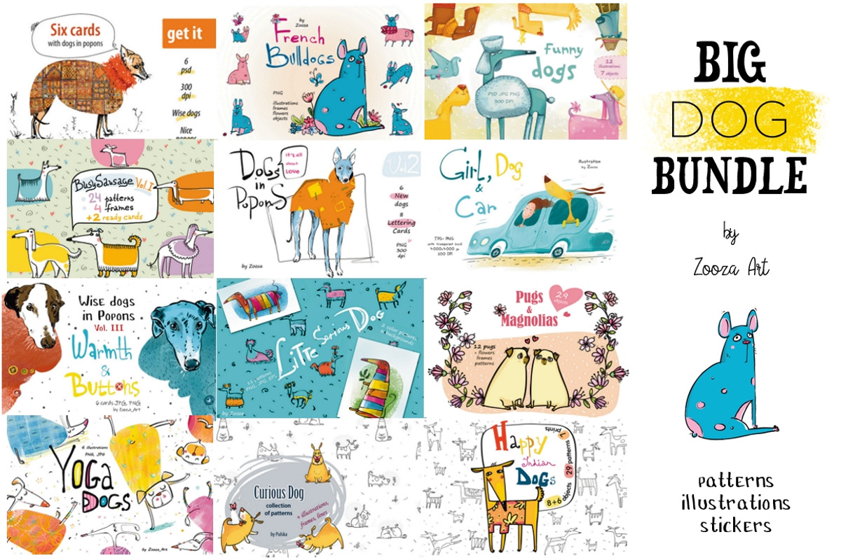 Big DOG Bundle - 12 collections, an Illustration by Zooza Art (Photo 1 of 31)