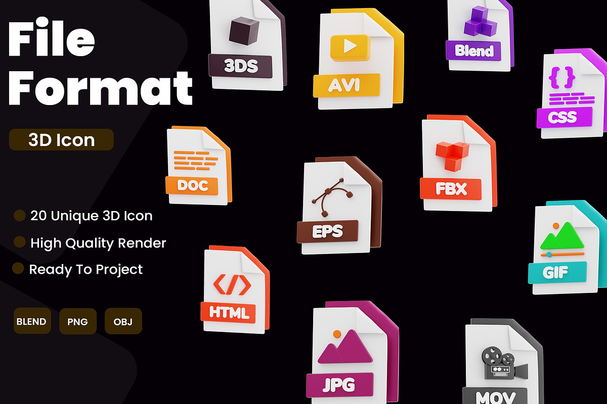 File Format 3D Icon Pack, a 3D by novia99design (Photo 1 of 8)