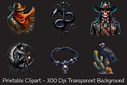 Gothic Western Cowboy Clipart, an Illustration by RobertsArt (Thumbnail 7 of 7)
