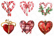 Watercolor Christmas Hearts Clipart, an Illustration by DreamPrint404 (Thumbnail 2 of 5)