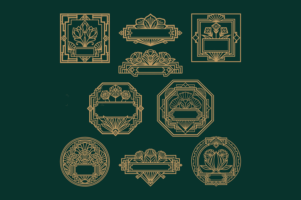 Art Deco 18 Floral Badges, a Decorative Illustration by Stanislav Kharchevskyi (Photo 3 of 3)