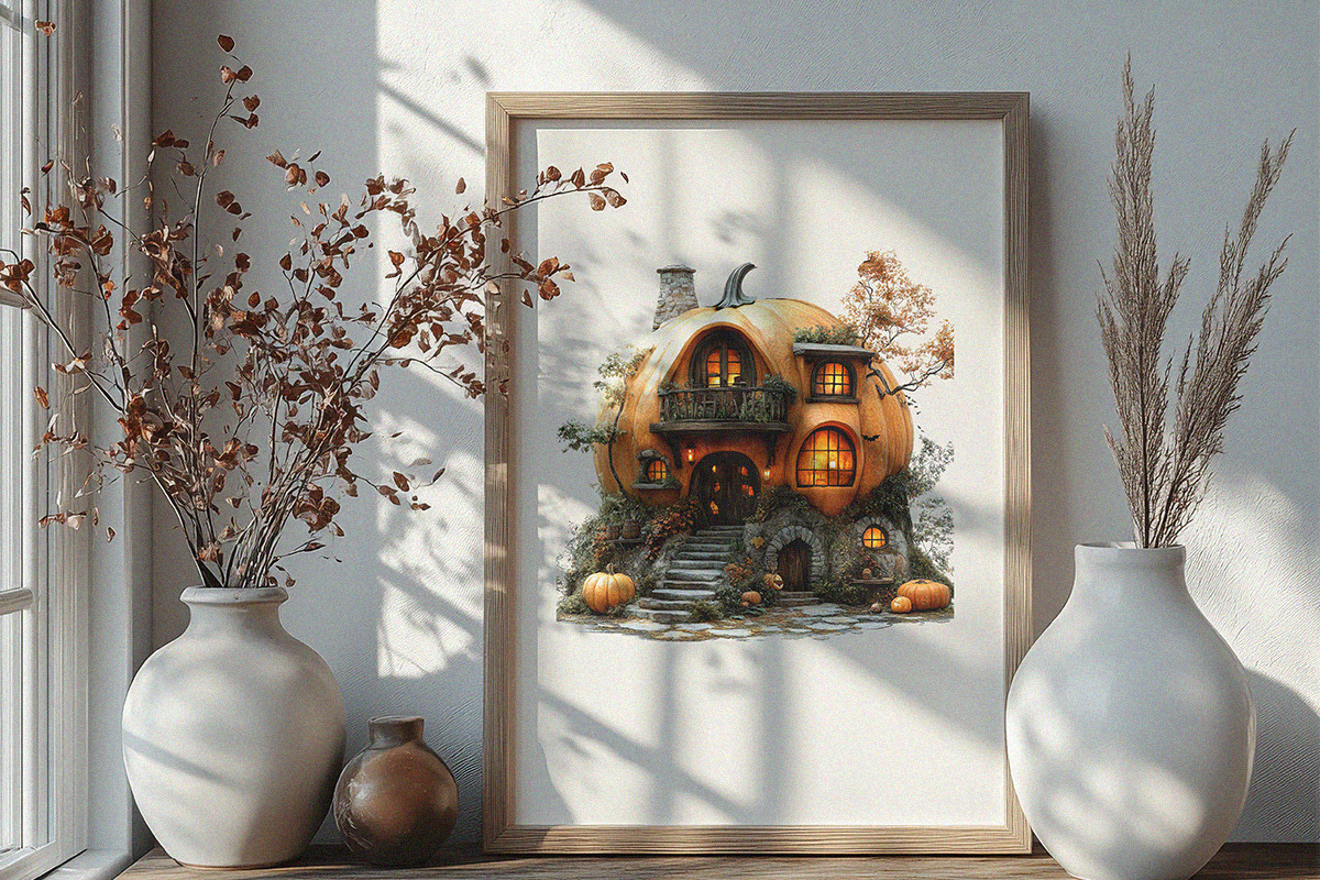 Watercolor Pumpkin Fairy House, an Object Graphic by DesignBTF (Photo 5 of 5)