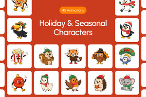 45 Animated Holiday & Seasonal icons, an Emoji Icon by Brickclay