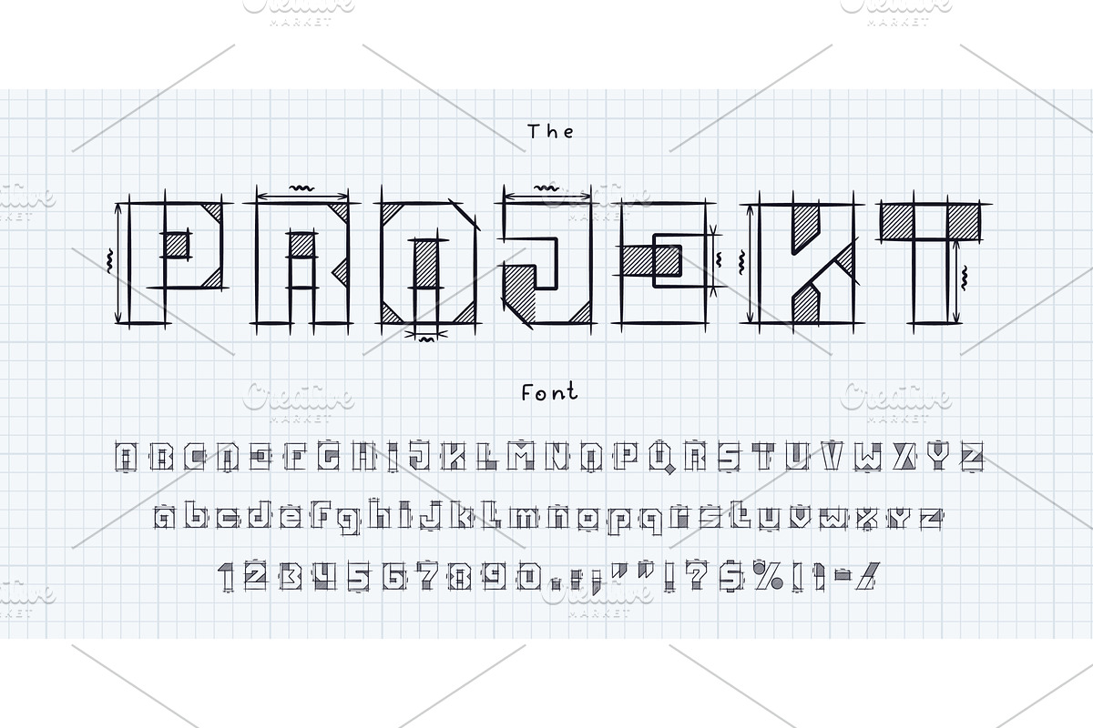 Architect font, technical type, a Decorative Illustration by Buch&Bee