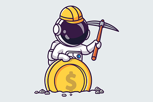 Cute Astronaut Mining Gold Coin, a Finance Illustration by Catalyst Labs