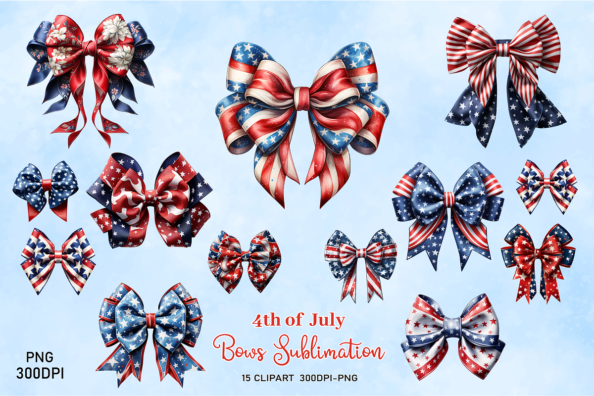 Bow Bundle Sublimation for 4th July, a Decorative Illustration by danishgraphics (Photo 1 of 3)