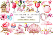 Pink Summer on the Beach Sublimation, an Illustration by DreamArtGraphic (Thumbnail 1 of 4)