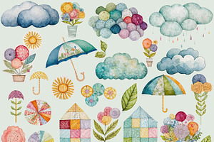 Spring Showers Quilt Clipart