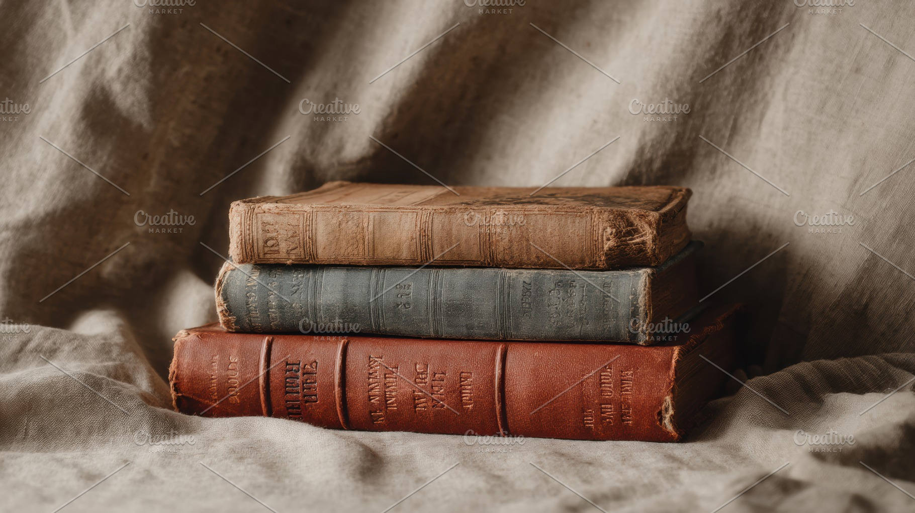 Small stack of antique books, a School & Education Photo by Virgo Studio