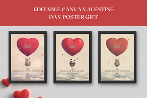 3 Editable Canva Valentine Posters, a Poster Template by The Dark Matter Art