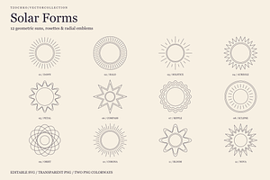 Solar Forms — Geometric Sun Emblems