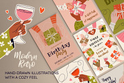 12 Birthday Greeting Cards, a Person Illustration by IuliiaSavko (Thumbnail 2 of 8)