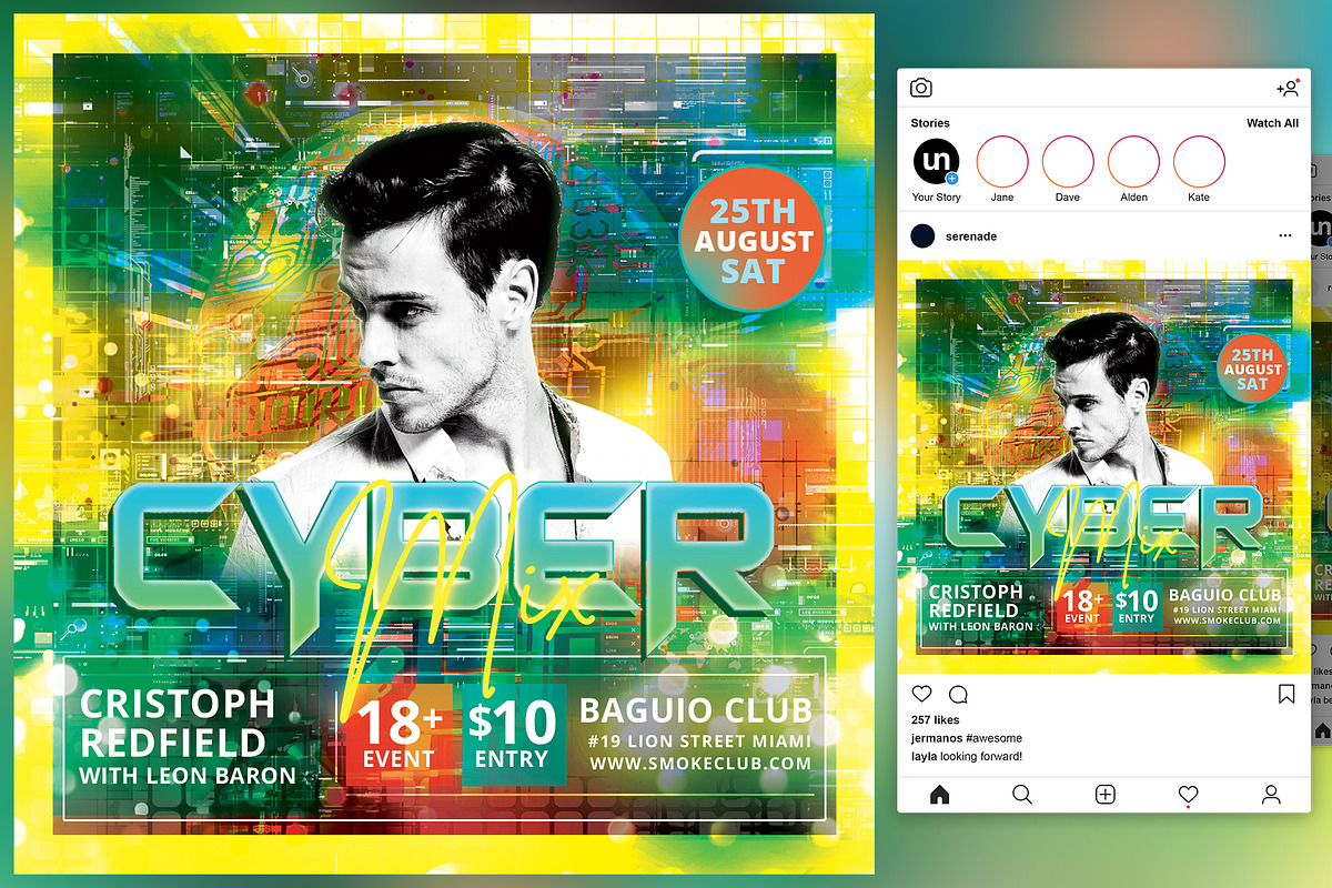 Cyber Mix Flyer, a Flyer Template by KiraYamato Design Studio