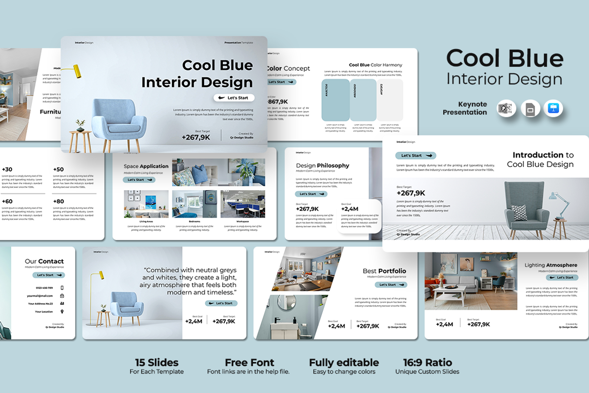 Blue Interior Design - Keynote, a Presentation Template by QR Design Studio (Photo 1 of 3)