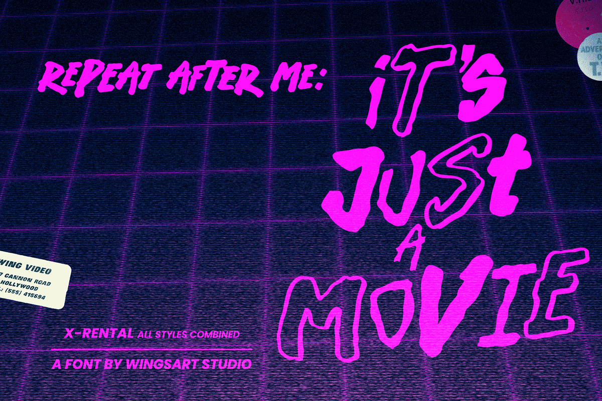 X-Rental - 1980s Retro Horror Font, a Handwritten Font by Wingsart Studio (Photo 11 of 15)
