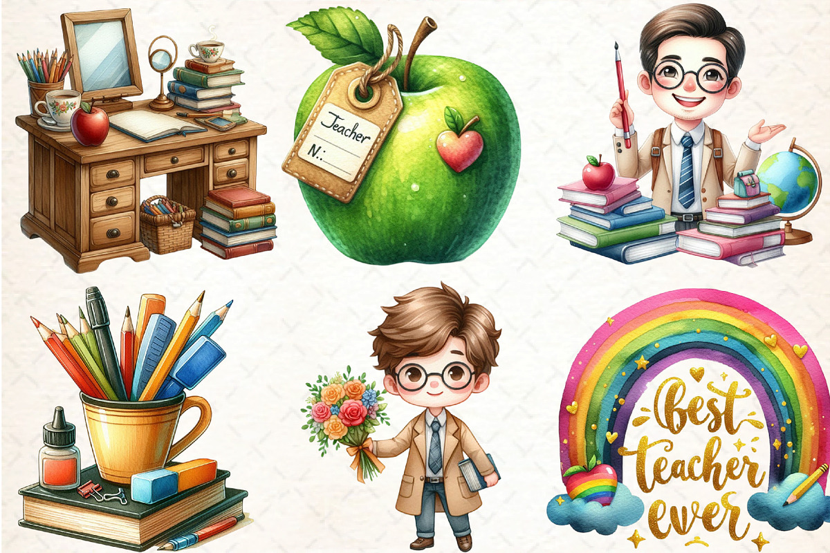 Best Teacher Ever Clipart PNG, an Illustration by DreamCafeArt (Photo 2 of 5)