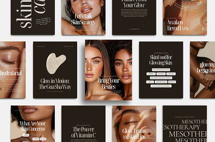300 Skincare Instagram Templates, a Social Media Template by COCO Designs