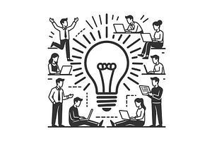 Team Collaboration Around Idea, a Person Illustration by AlexArt