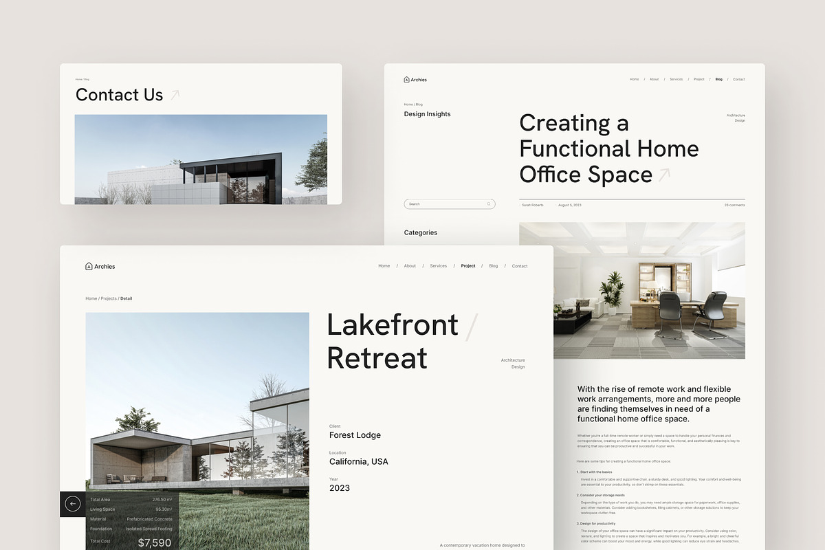 Architecture & Interior Website, an UI Kit Template by peterdraw