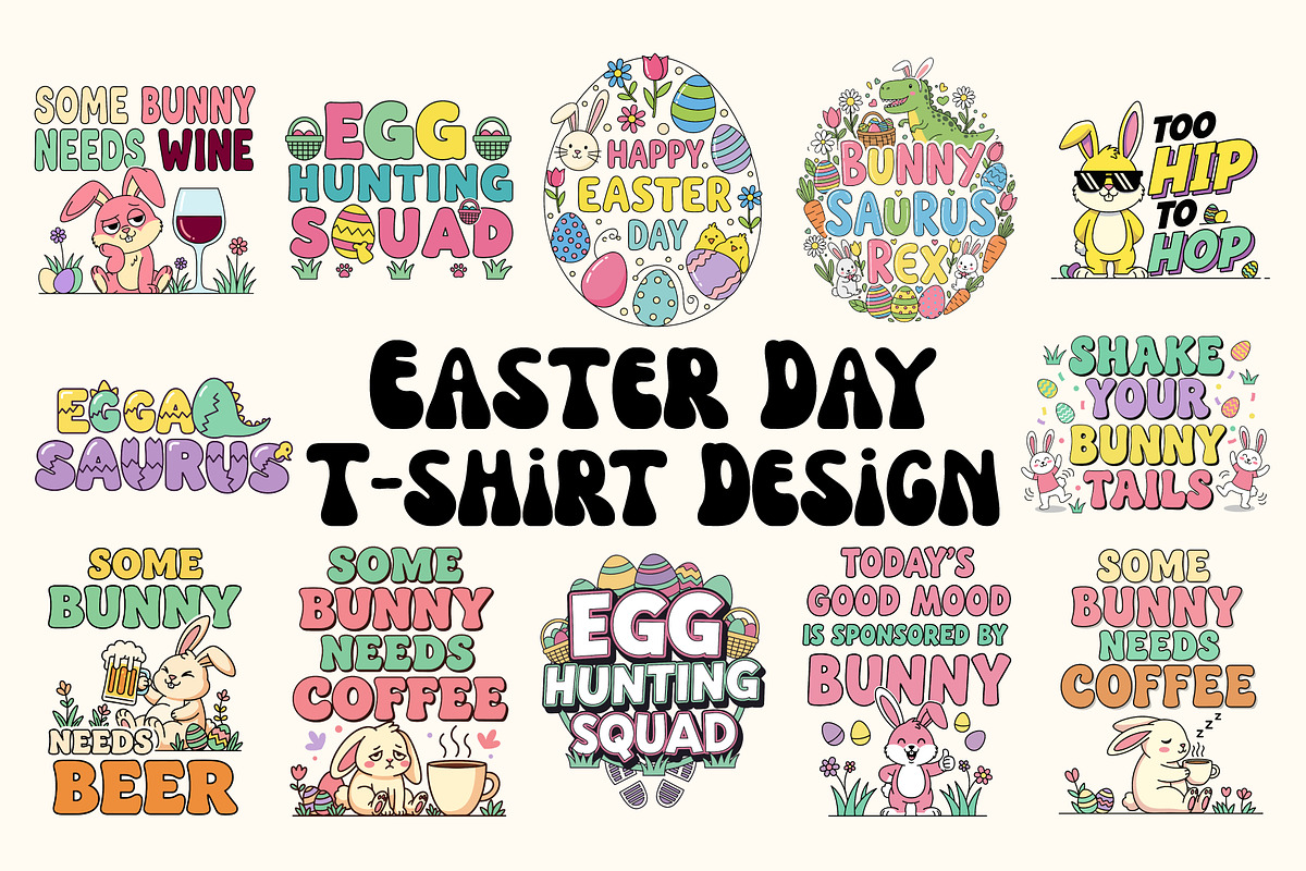 Funny Easter Day Design Bundle, a Graphic by T-shirt Pond (Photo 1 of 13)