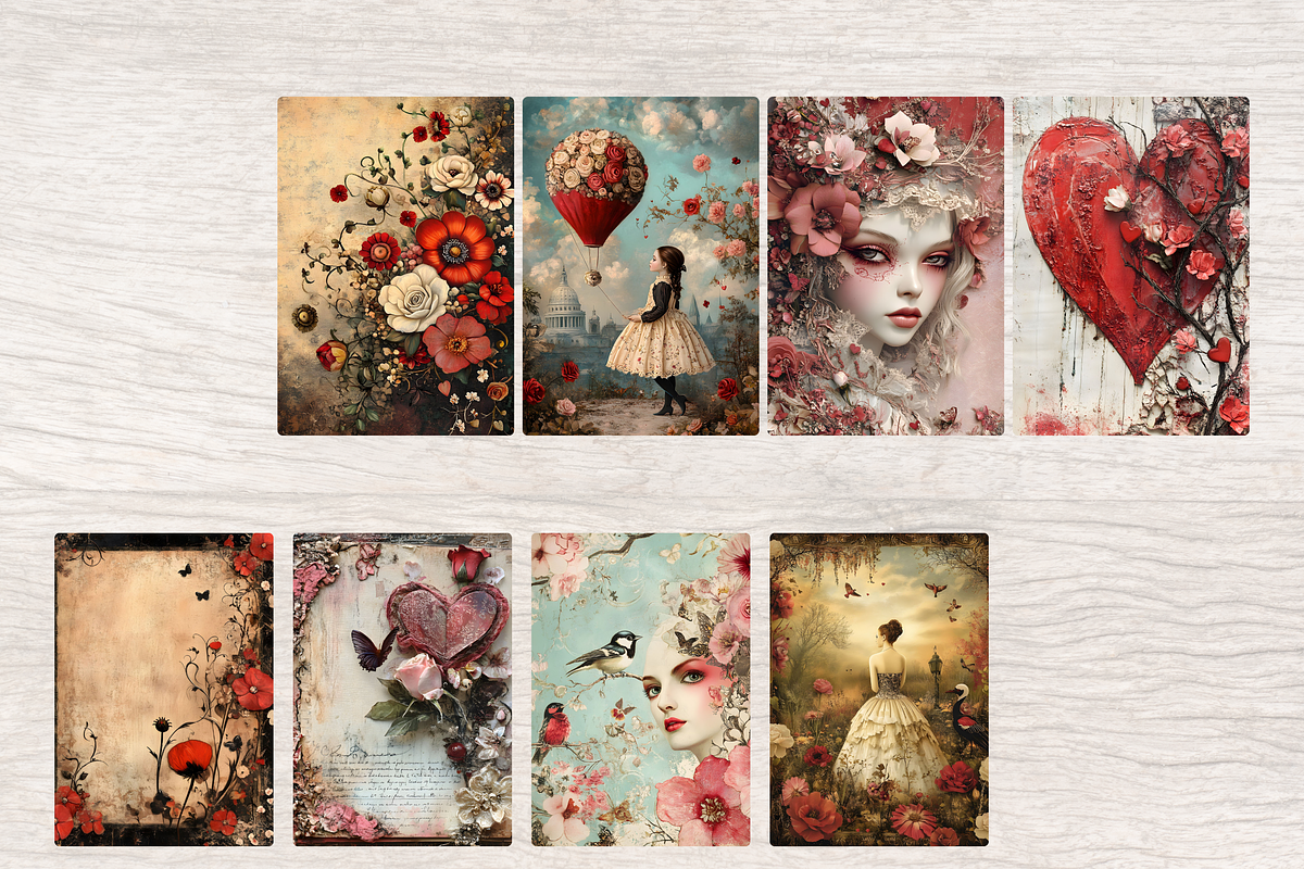 SURREAL VALENTINE JUNK JOURNAL KIT, a Seasonal Illustration by Daring Digies (Photo 3 of 7)