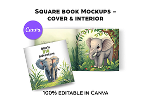Canva Square Book Mockup Bundle, a Templates & Theme by Ms Tonia Designs