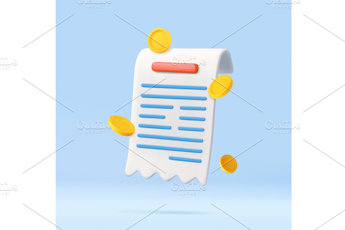 3D bill payment, an Object Illustration by ModVector