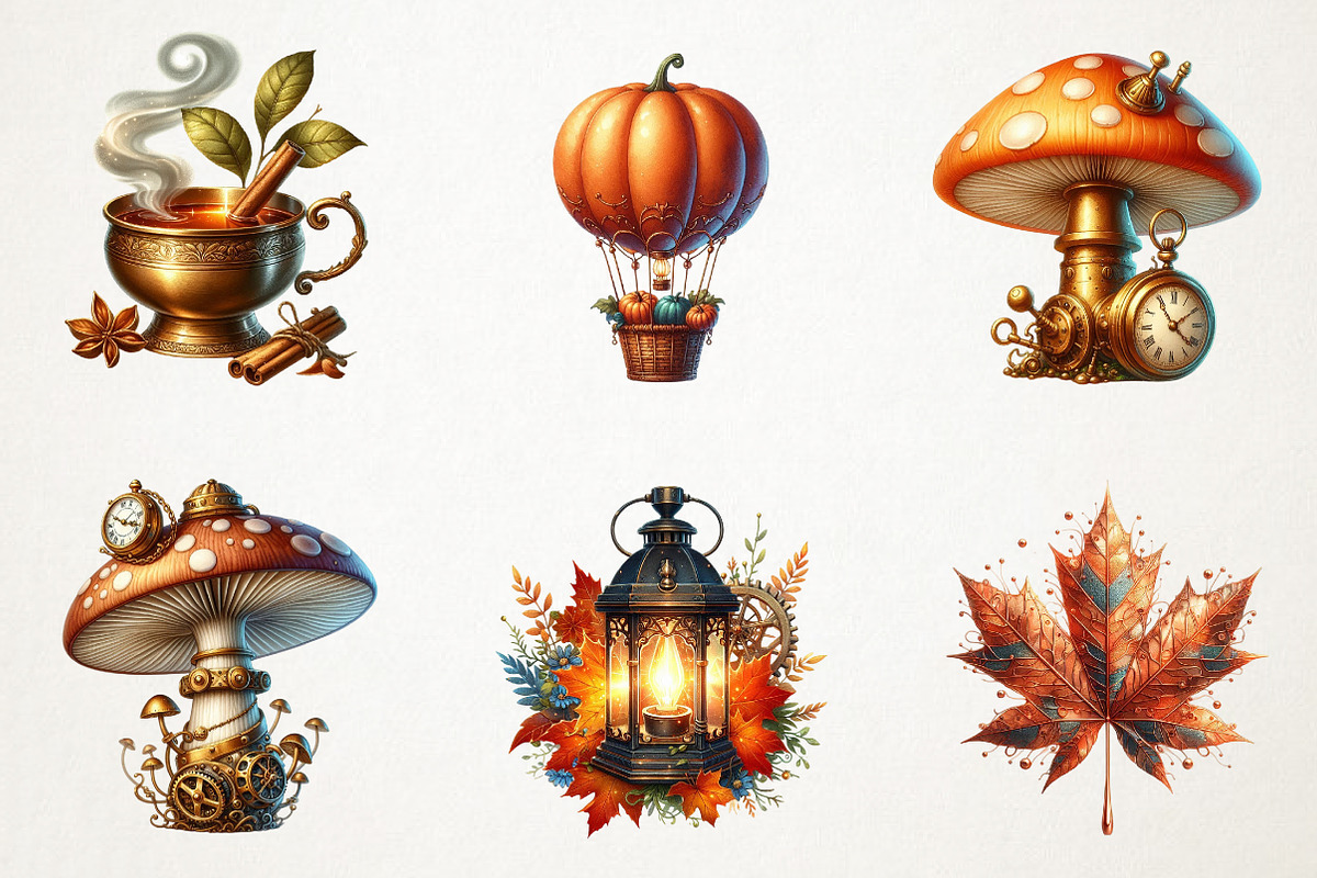 Steampunk Autumn Clipart, an Illustration by RobertsArt (Photo 6 of 7)