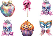 Iridescent Coquette Halloween Clipar, an Illustration by CraftArtStudio (Thumbnail 3 of 6)