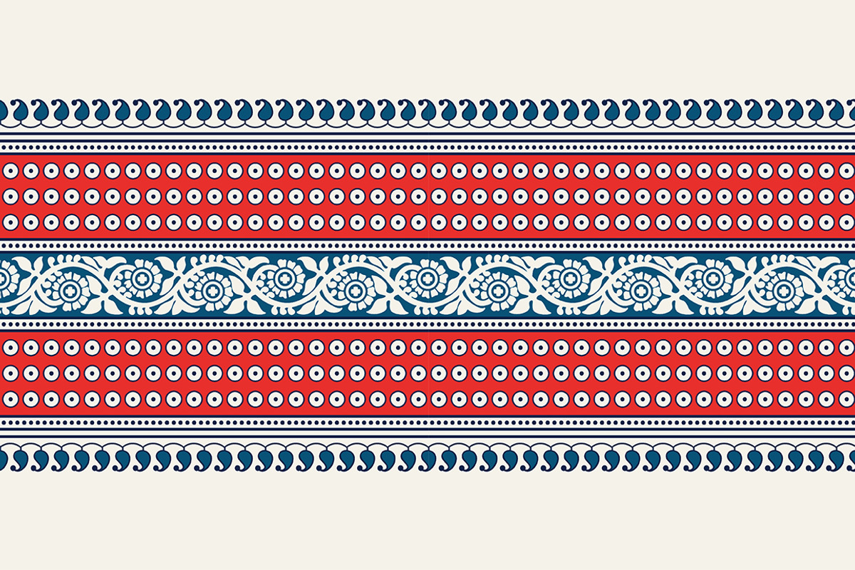Blue Indian Block Print: Border Vol2, a Pattern Graphic by StabuLaRasa illustration (Photo 6 of 13)