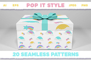 Pop It Fidget Toy Pastel Pattern Set