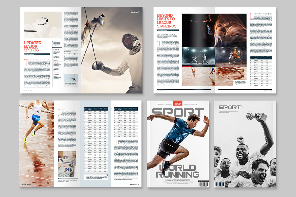 Sports Magazine Template, a Magazine Template by BrandPacks