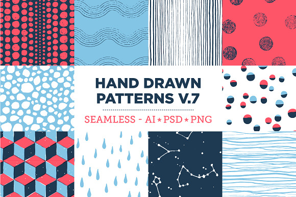 10 Seamless Hand Drawn Patterns v.7 preview 5