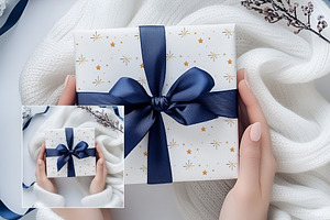 Blue Gift With Hands Mockup WR004-02