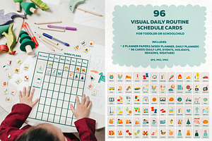 96 daily routine kids schedule cards, a Card Template by ann_etc