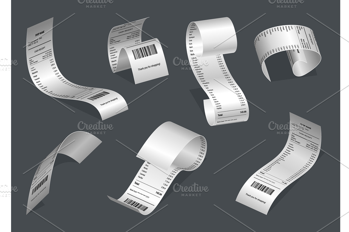 Payment check and receipts with, a Finance Illustration by the8monkey
