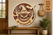 Scary Pumpkin Halloween Laser Cut, an Object Graphic by DreamCafeArt (Thumbnail 2 of 4)