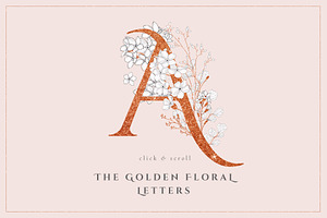 Blooming Gold Floral Letters Numbers