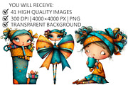 Whimsical Christmas Girl Clipart, an Illustration by Pixels.Craft (Thumbnail 2 of 5)