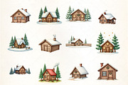 Cozy Cabin in the Woods Clipart, an Illustration by CrexoraLab (Thumbnail 3 of 5)