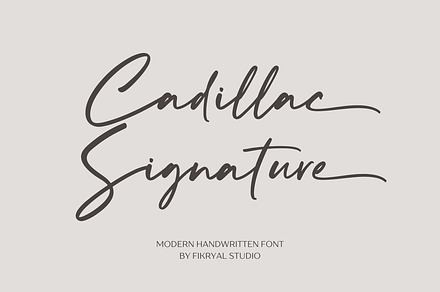 Cadillac Signature, a Script Font by Fikryal Studio