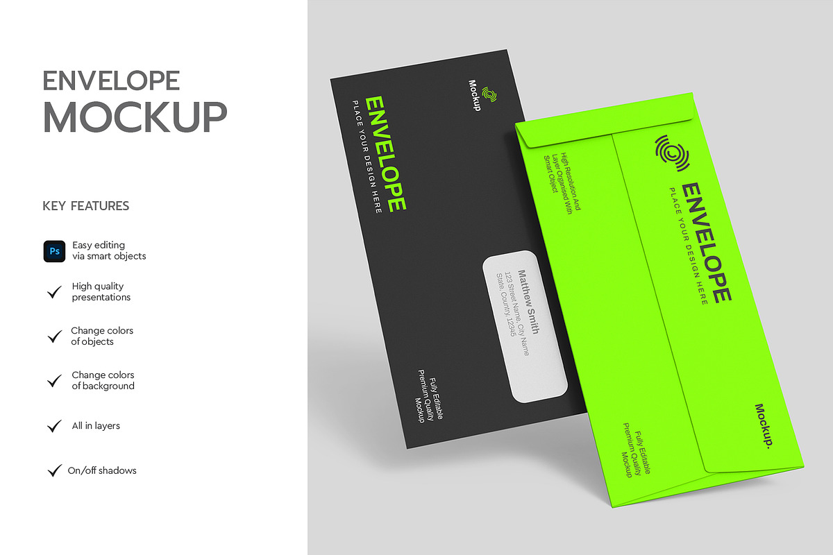 Floating Envelope Mockup Template