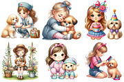 Little Girl and Dog Clipart, an Illustration by Pixels.Craft (Thumbnail 4 of 9)