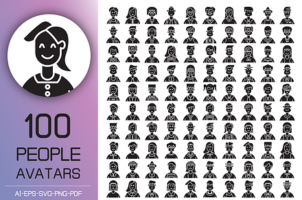 Human Face and People Avatars, a Solid Icon by Designfour