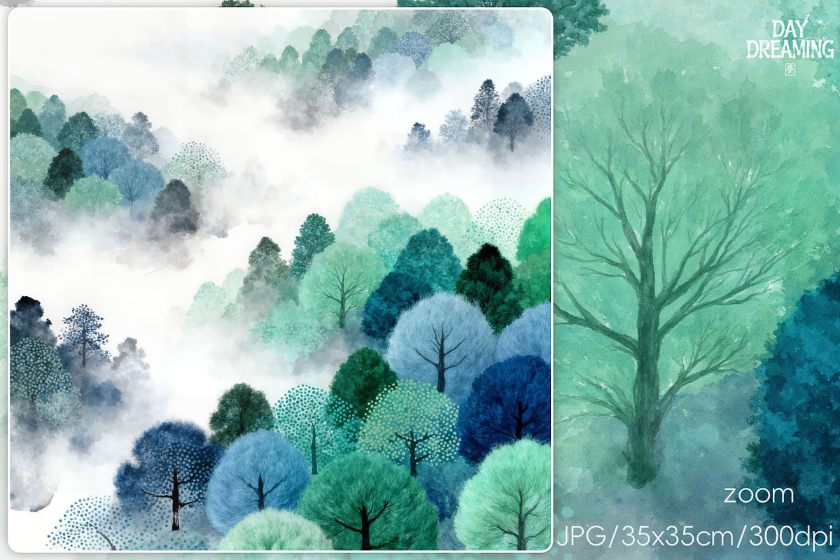 Misty Forest Watercolo, a Decorative Illustration by yahu88studio (Photo 1 of 3)