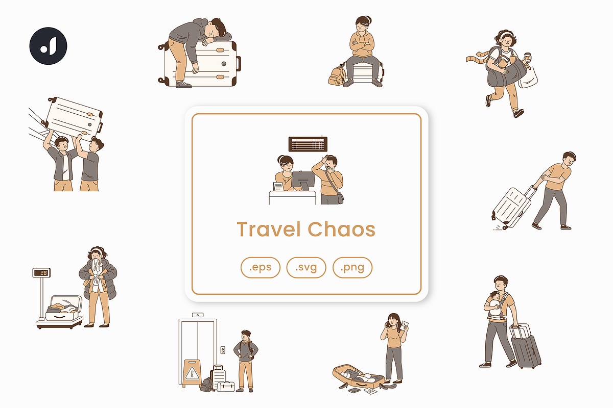 Travel Chaos Illustration, an Object Graphic by Jump Studio (Photo 1 of 12)