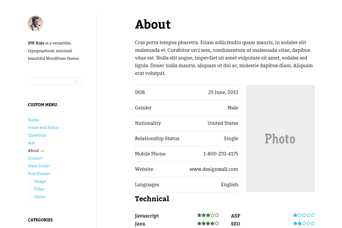 DW Kido - Minimal WP Blog Theme, a WordPress Template by DesignWall (Photo 5 of 5)