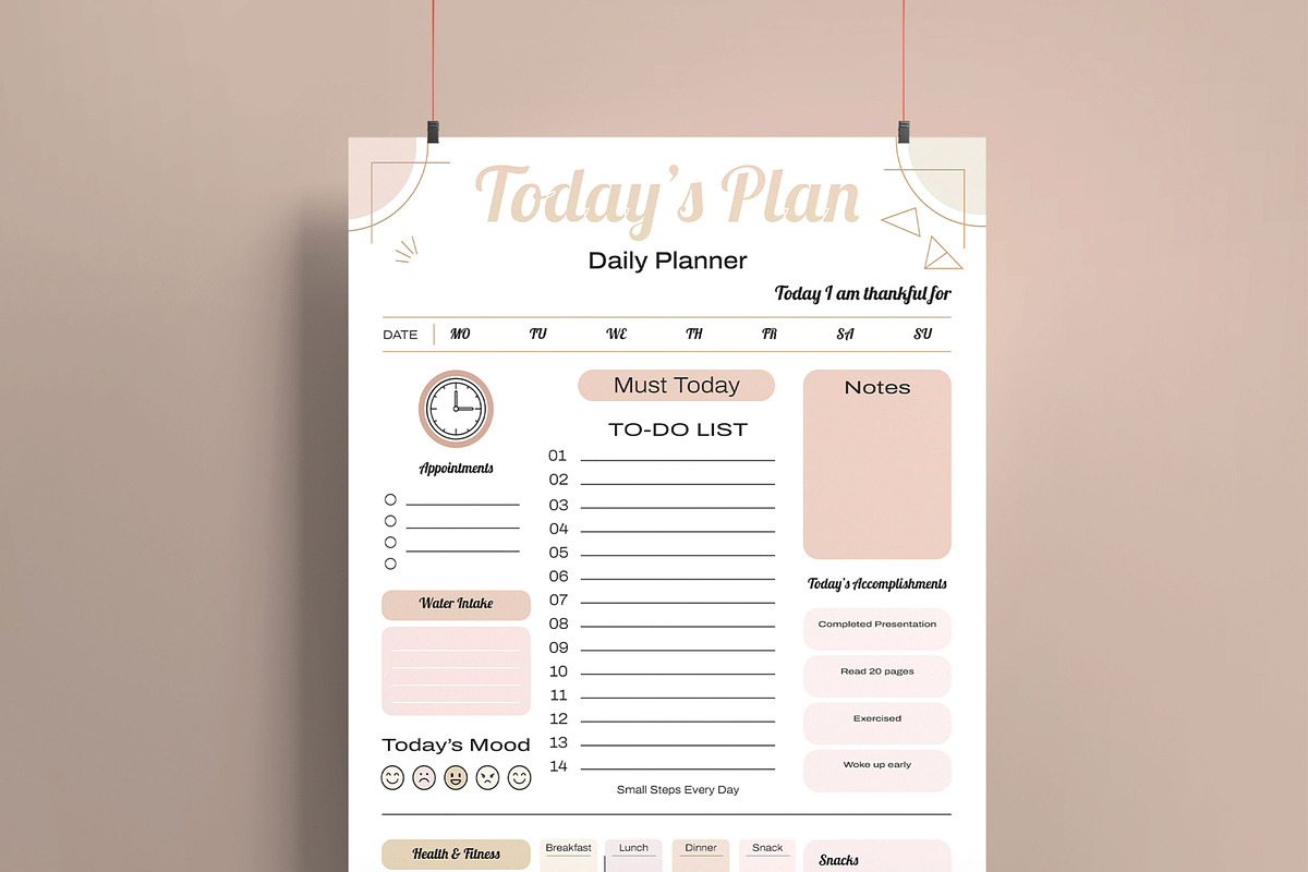 Daily Planner Template, a Stationery Template by MightyDesign (Photo 2 of 8)
